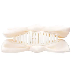 Black Colour BCAnnica Big Bow Hair Claw Off White
