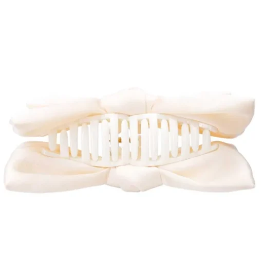 Black Colour BCAnnica Big Bow Hair Claw Off White