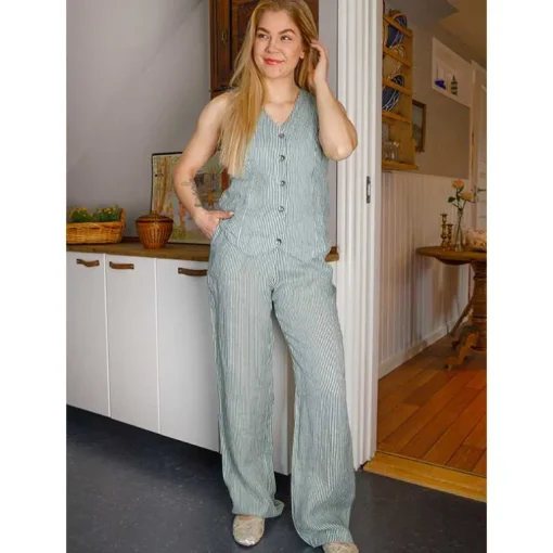 Black Colour BCMelina Wide Linen Pant Grå