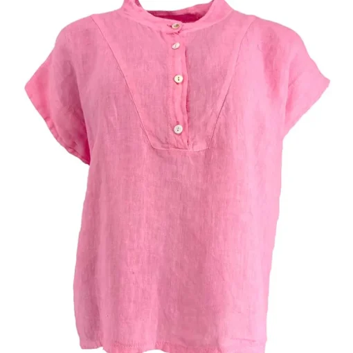 Cabana Living Aleka B2590 Linen SS Blouse Pink