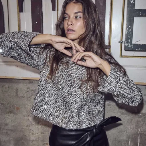 Co Couture BoucleCC Sequin Cocktail Jacket WhiteBlack