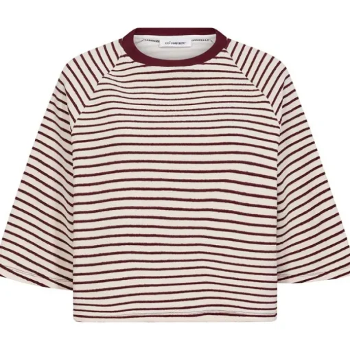 Co Couture ErinCC Stripe Tee WhiteBurgundy