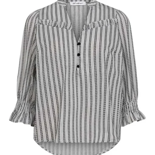 Co Couture NoraCC Frill SS Blouse WhiteBlack