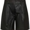Co Couture PhoebeCC Leather Pleat Shorts Black