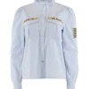 Continue Mili Stripe Patch Shirt Blue Stripe