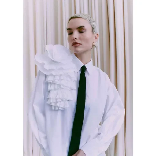 Copenhagen Muse CMPleat Frill Shirt Bright White