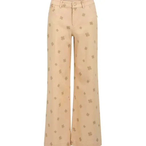 COSTER COPENHAGEN 221-3112 PANTS WITH LOGO PRINT BEIGE