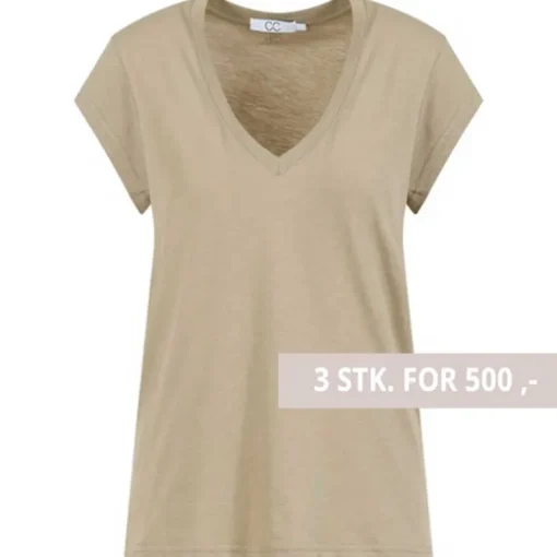 Coster Copenhagen CCH1101 V-Neck T-Shirt 406 Sand Olive