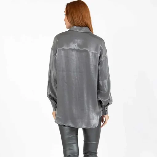 Coster Copenhagen Jolie Metallic Shirt Dark Silver