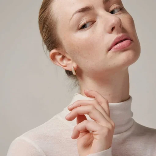 Enamel E363G Sparkling Square Hoops 18MM Guld