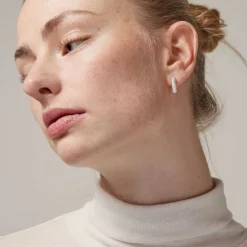 Enamel E362S Sparkling Square Hoops 15MM Sølv