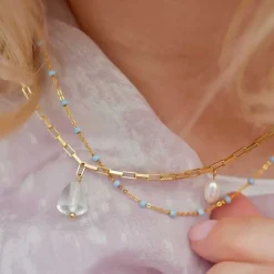 ENAMEL LOLA NECKLACE LYSEBLÅ & GULD