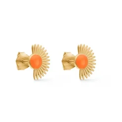 ENAMEL ORANGE SOLEIL STUD GULD