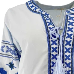 J By J 3672 Embroidery Blouse Light Blue