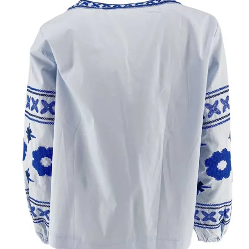 J By J 3672 Embroidery Blouse Light Blue