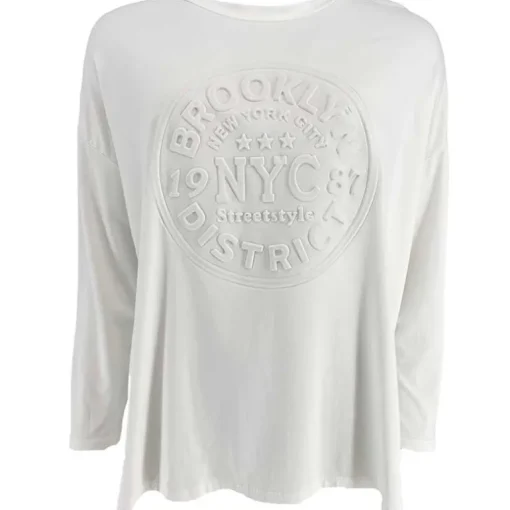 J By J F6027 Oversized L/S T-Shirt Off White