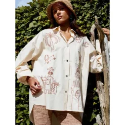 M. Wiesneck Oversized Embroidery Shirt Beige