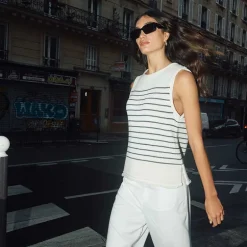 Mos Mosh MMAubin SL Stripe Knit Top Ecru