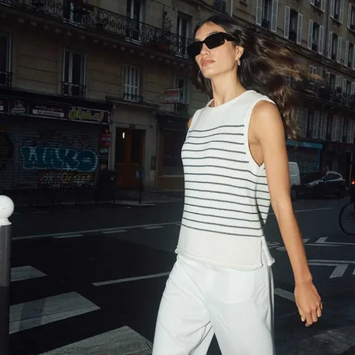 Mos Mosh MMAubin SL Stripe Knit Top Ecru