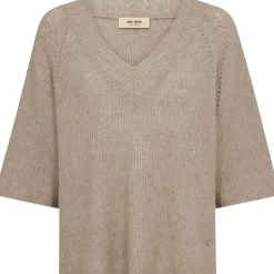 Mos Mosh MMTaci 3/4 V-Neck Knit Feather Gray