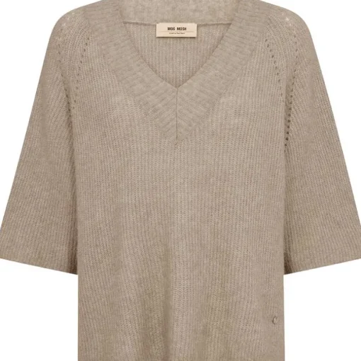 Mos Mosh MMTaci 3/4 V-Neck Knit Feather Gray