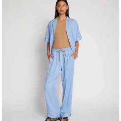 Munthe Ukava Loose Pinstripe Pants Blue