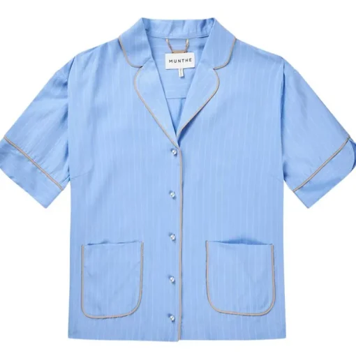 Munthe Ushi SS Pinstripe Shirt Blue
