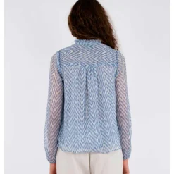 Neo Noir Bisa Big Tile Blouse Lyseblå
