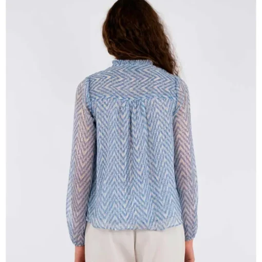 Neo Noir Bisa Big Tile Blouse Lyseblå