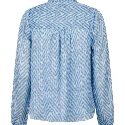 Neo Noir Bisa Big Tile Blouse Lyseblå