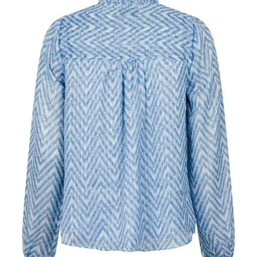 Neo Noir Bisa Big Tile Blouse Lyseblå