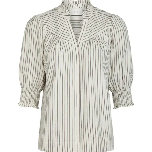 Neo Noir Diana Crepe Stripe Blouse Brown