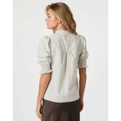 Neo Noir Diana Crepe Stripe Blouse Brown
