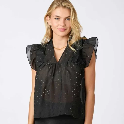 Neo Noir Jayla Bedazzled Top Black