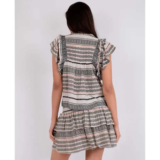 Neo Noir Jayla Stitch Print Top Sand