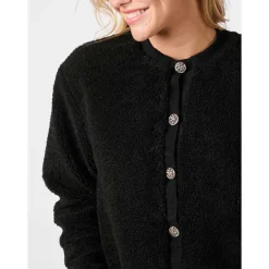 Neo Noir Limo Fluffy Knit Cardigan Black