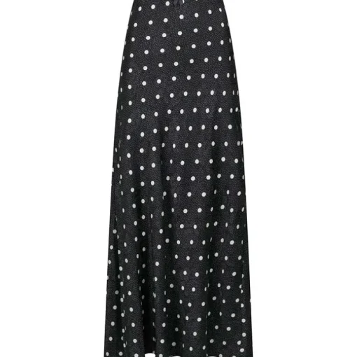 Neo Noir Lola Retro Dot Long Skirt Black