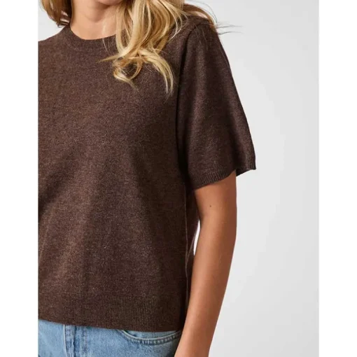 Neo Noir Missy Knit Tee Brown Melange