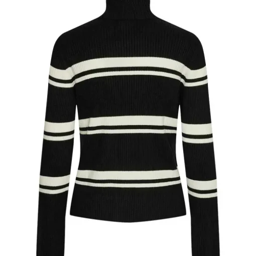 Pieces PCAnomi LS Rollneck Knit Black/Cloud Dancer