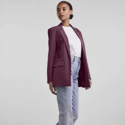 Pieces PCBozzy LS Loose Blazer Noos Grape Wine