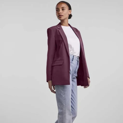 Pieces PCBozzy LS Loose Blazer Noos Grape Wine