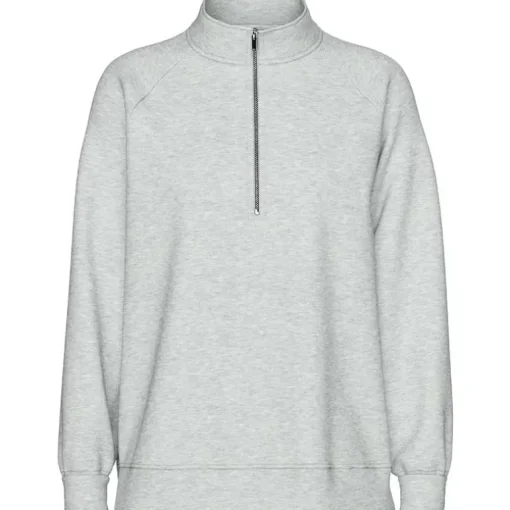Pieces PCChilli LS Half Zip Sweat Noos Light Grey Melange