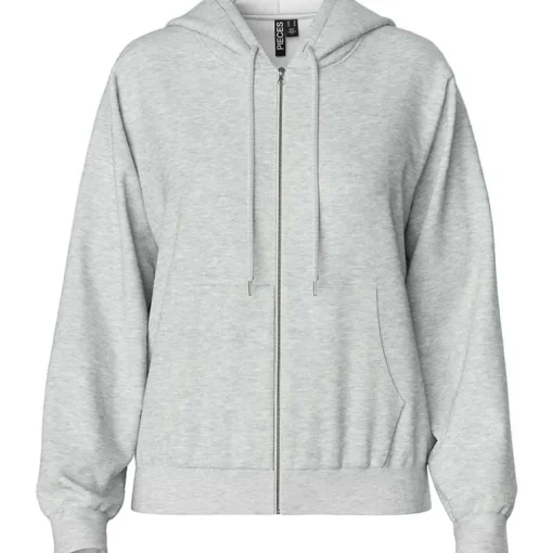 Pieces PCChilli LS Zip Hoodie Noos Light Grey Melange