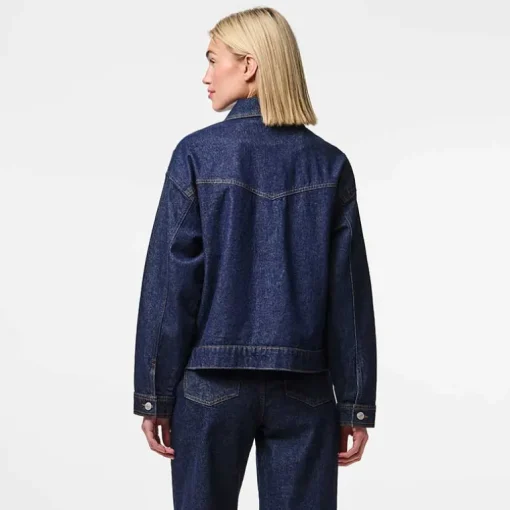 Pieces PCElma Denim Jacket Noos Dark Blue Denim