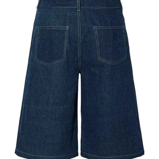 Pieces PCFabia MW Denim Jorts Dark Blue Denim