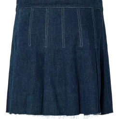 Pieces PCFabia Short Plisse Denim Skirt Dark Blue Denim