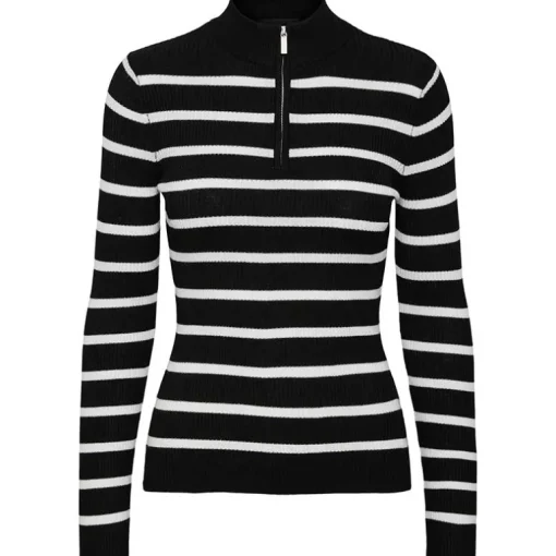 Pieces PCJo LS T-Neck Half Zip Knit MM Sort