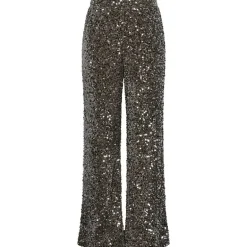 Pieces PCKam HW Wide Pant Morel Silver Sequins
