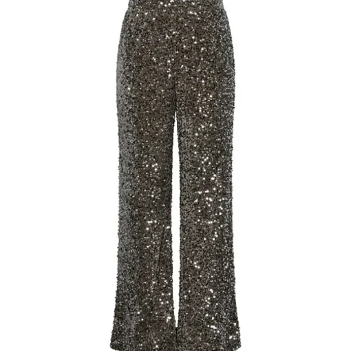 Pieces PCKam HW Wide Pant Morel Silver Sequins