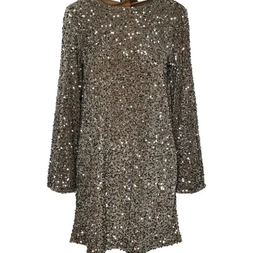 Pieces PCKam LS Deep Back Bow Dress Morel